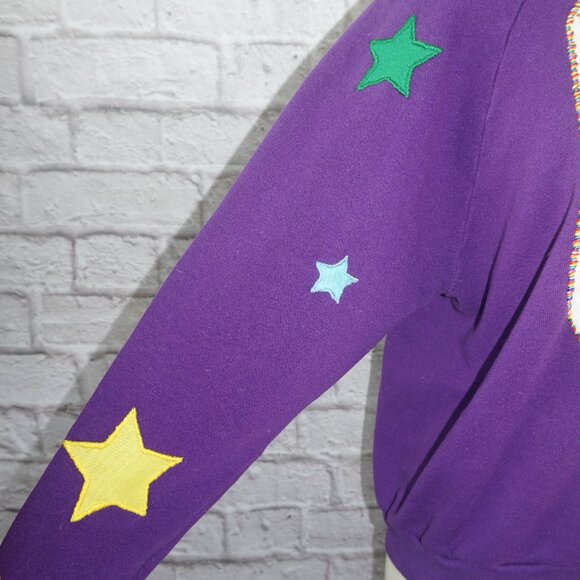 Vintage 80s Rainbow Brite Reworked Star Patch Raglan Sweatshirt - Picture 3 of 11